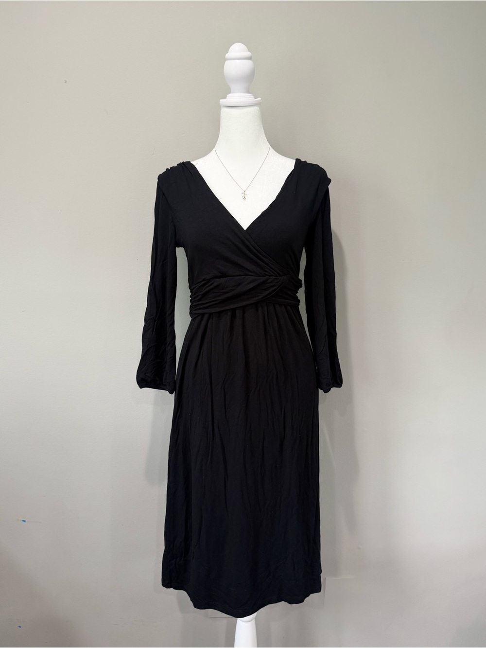 Boden Layla Jersey Black Long Sleeve Mock Wrap Dress - Picture 2 of 5